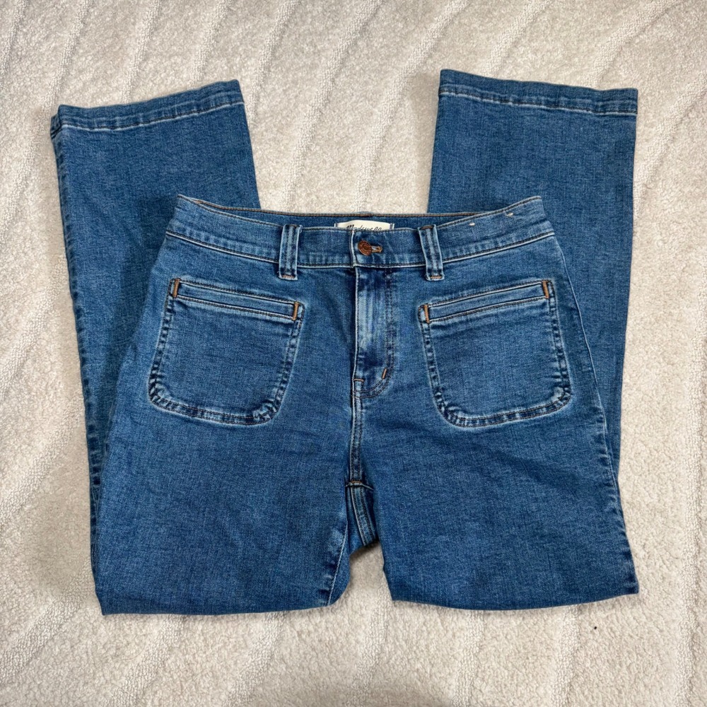 Madewell Women's Blue Flare Jeans - Front Pocket Wide Leg